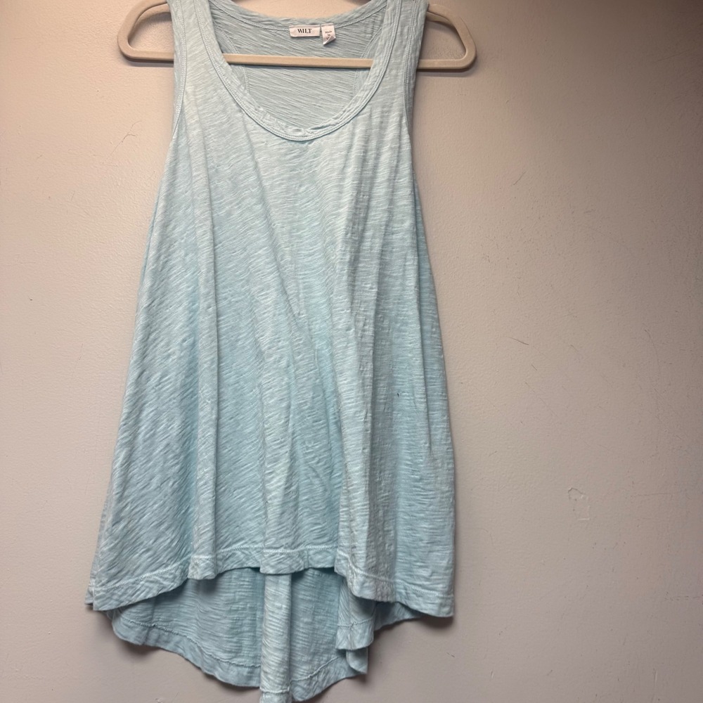 Wilt Tank Top Womens Large Light Blue Excellent Slub Cotton High Low Racerback